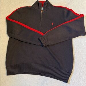 Ralph Lauren Men's Quarter-Zip Sweater in Navy and Red